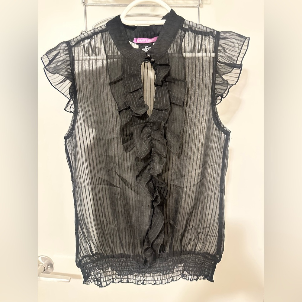 Smart Set Black Sheer Ruffled Blouse